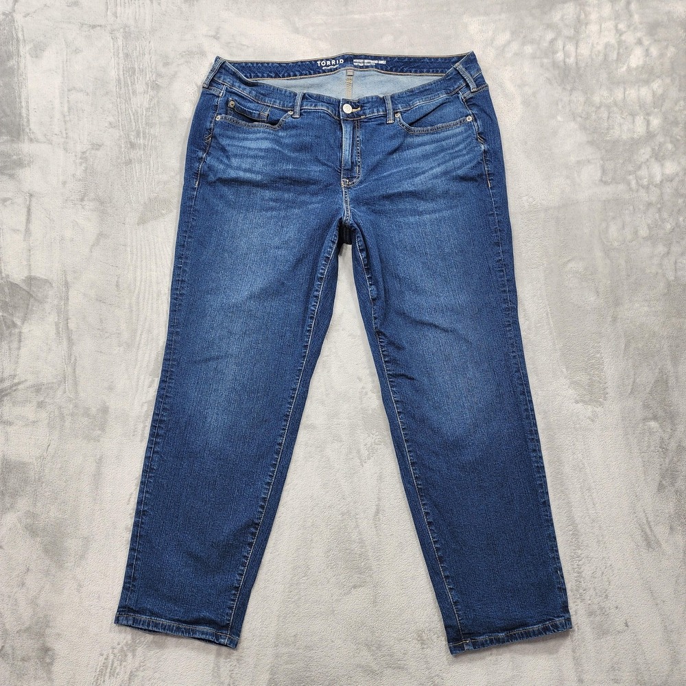 Torrid Jeans Womens 20R Blue High Rise Perfect Boyfriend Ankle Stretch Denim